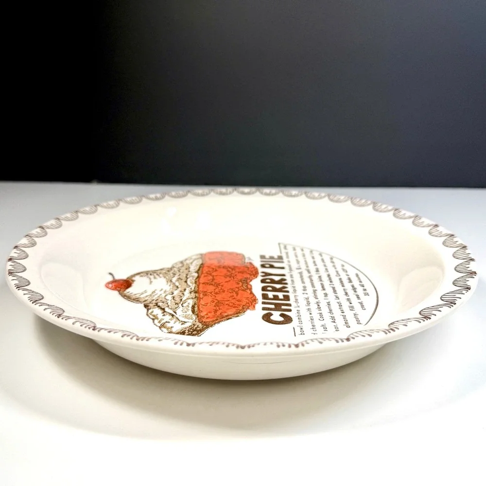 Vintage Cherry Pie Recipe Pie Plate DEE Signed 10.25